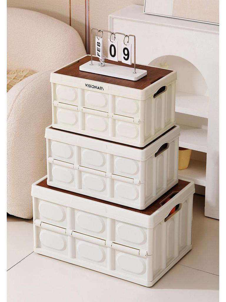 Portable Folding Picnic Basket with Wooden Top