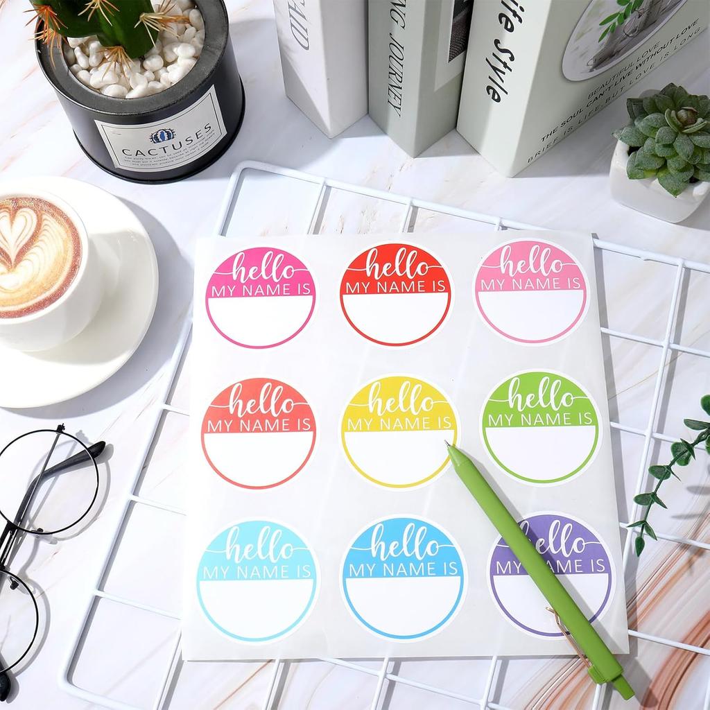 315Pcs Hello My Name is Name Tag Macaron Round Nameplate Sticker 9 Colors Classroom Bulletin Board Decor Colorful Label Sticker for Back to School