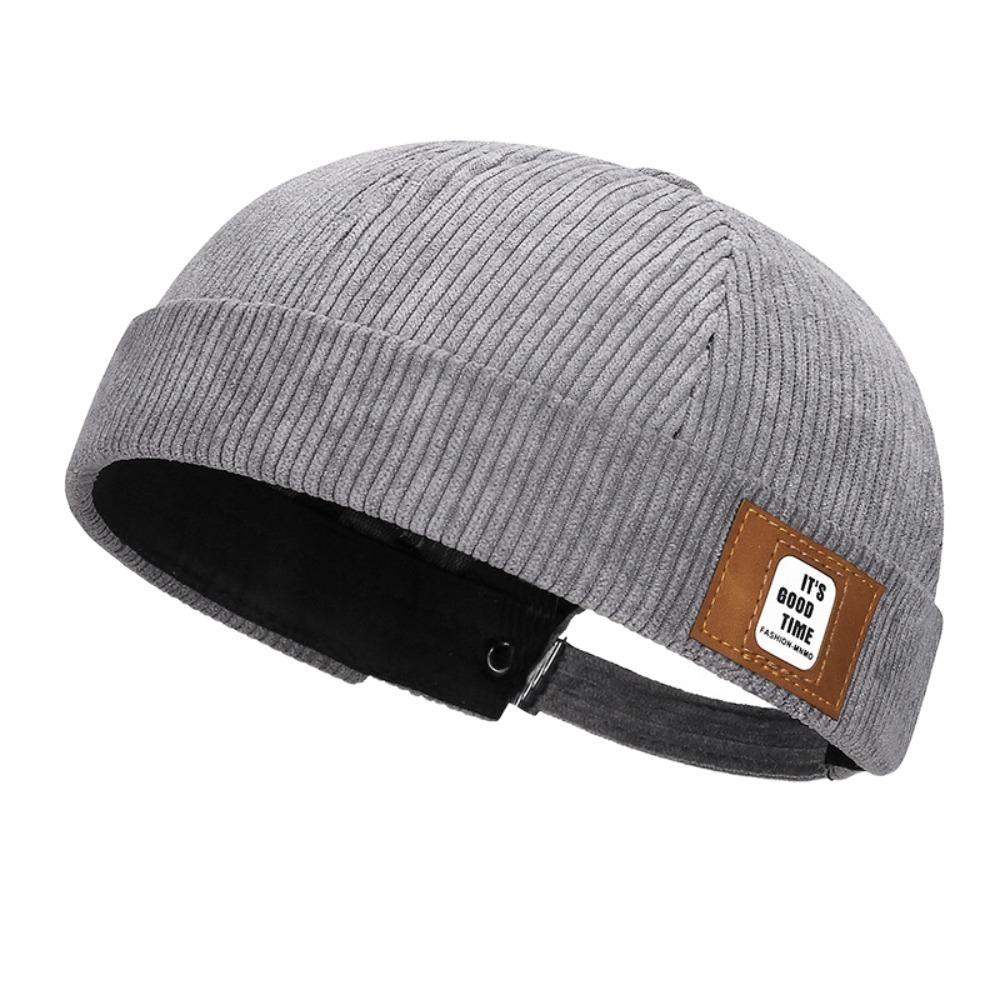 Round Vintage Docker Cap Solid Color Hip Hop Hat Multipurpose Corduroy Brimless Hat  Streetwear