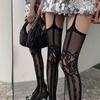Lace Flower Mesh Pantyhose Nylon Suspender Stockings Retro Thigh High Stockings  Night Club