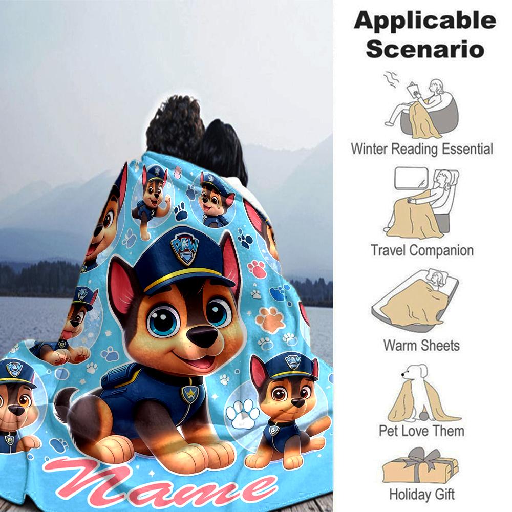 Customiz Name Personality Paw Patrol Blanket Soft &Warm Sofa Office Bed Travel Lunch Break Blanket, Gift Suitable All Seasons