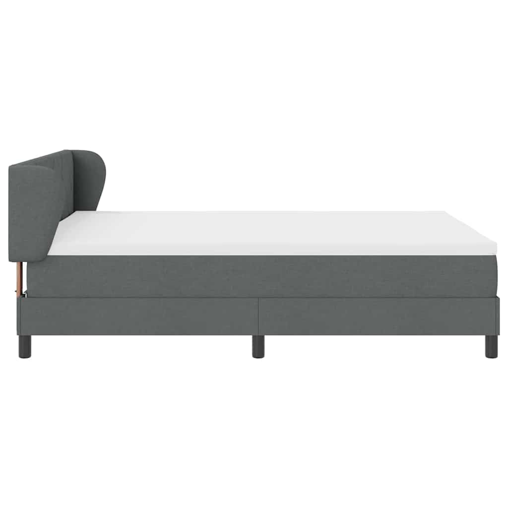 Boxspring Bed with Headboard Dark Grey 140 x 200 cm Fabric