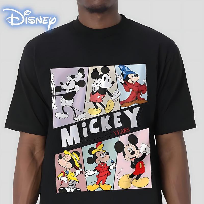 

Микки Маус Аниме Мужчины Женщины 100% Хлопок Футболка летняя Мужская одежда Дисней мультфильм Модная Повседневная Оверсайз Y2K Плюс футболка M