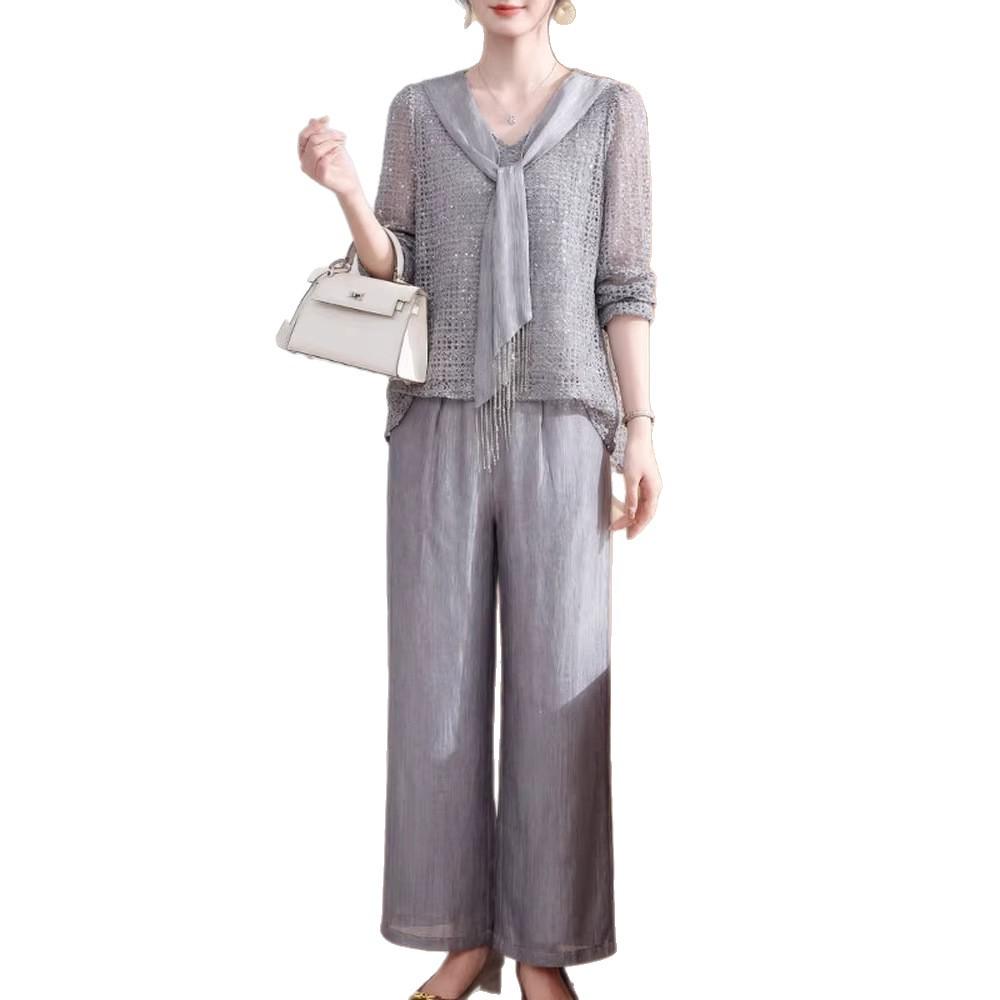 Elegant Spring Suit: Stylish and Loose Two-Piece Set for Middle-Aged Women, Perfect Gift for Mother's Day