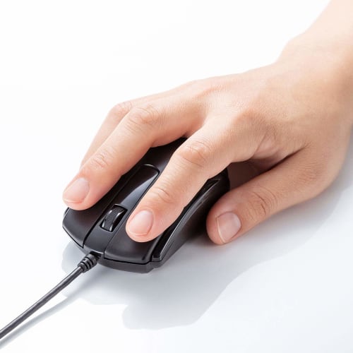 Sanwa Supply USB Type-C Wired Mouse Blue LED Compatible with Windows and Mac Black MA-BLC158BK