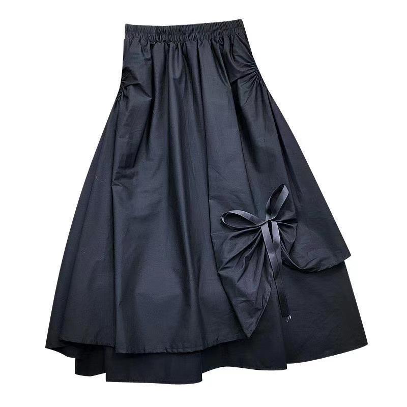Lolita Korean Version Slim Skirt Women's Fake Pocket Design Irregular Large Swing Skirt Mid-length A-line Skirt