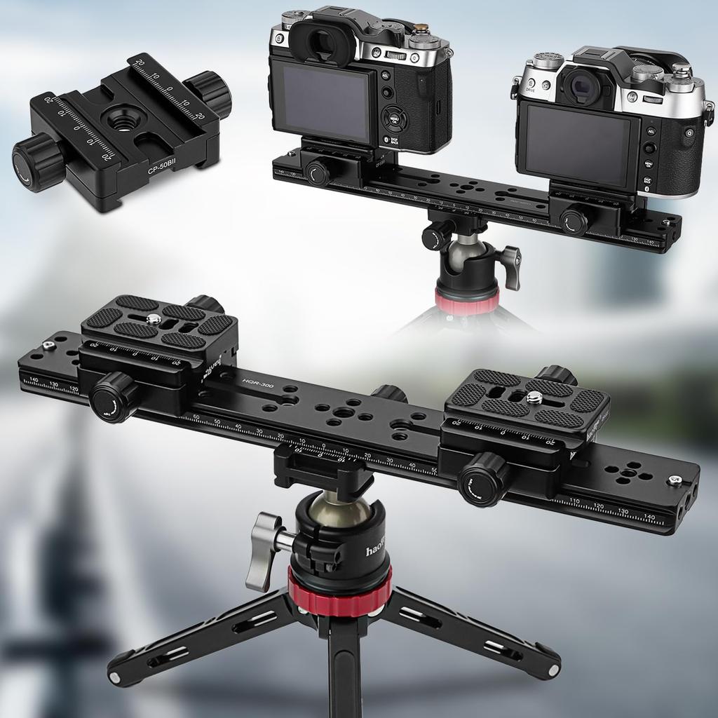 Haoge 50mm Subtend Double Dual Quick Release Clamp for Arca Swiss RRS Benro Rail Plate Nodal Slide CP-50BII