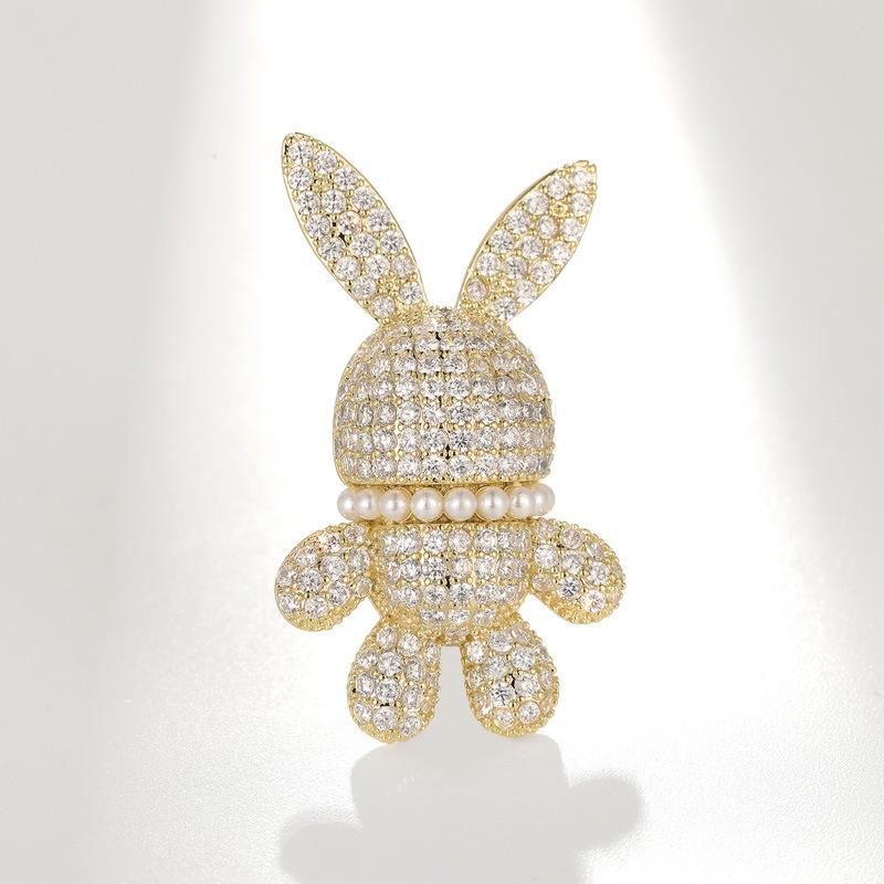 Bo Xin Yun Luxury Zircon Rabbit Brooch: Stylish Space Bunny Corsage Accessory