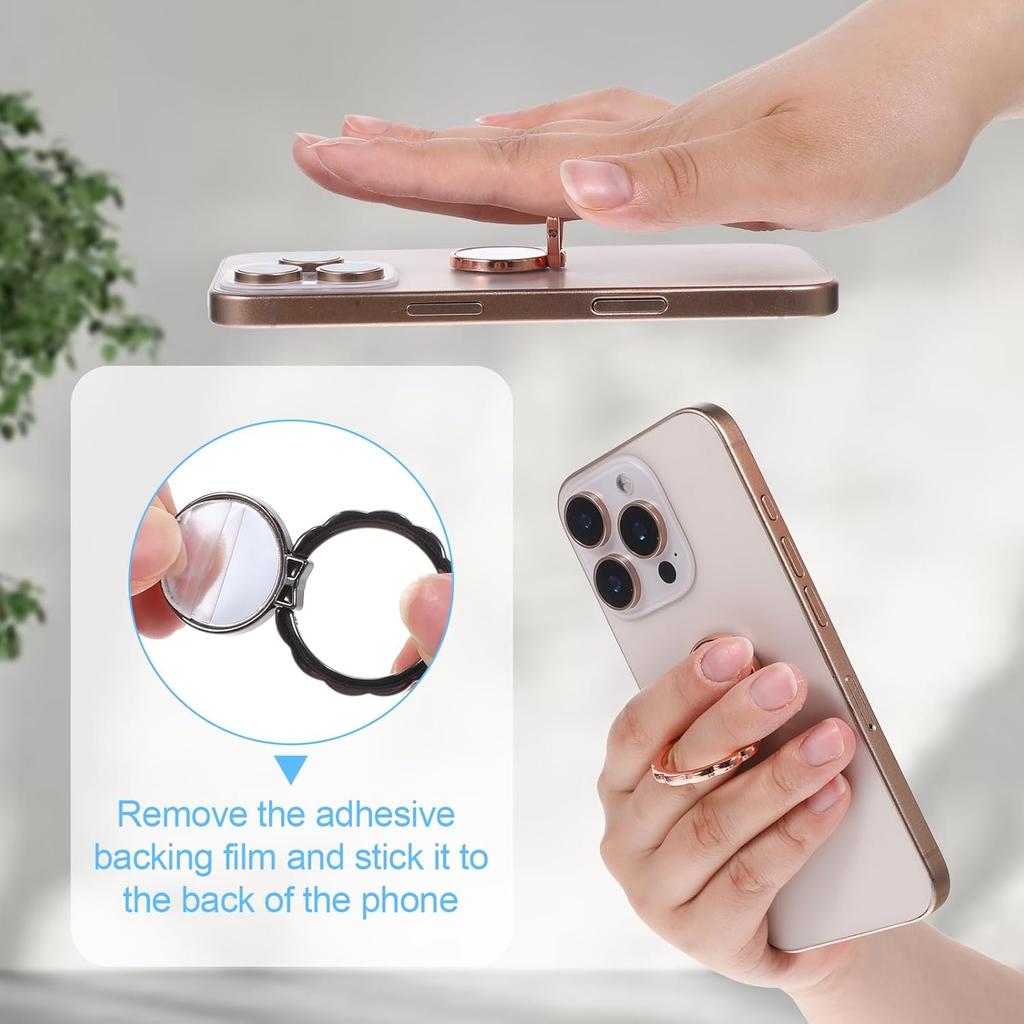 4pcs Mirror Cell Phone Grip Stand Built-in Mirror for Case, Bow Metal Finger Ring Socket Grip Kickstand Cell Phone Ring Holder for Smartphones Mobile