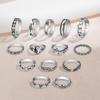 Elegant and Versatile Fashion Retro Tai Chi Ring 14-piece Hollow Engraved Ring Heart-shaped Simple Ring Popular Female Jewelry