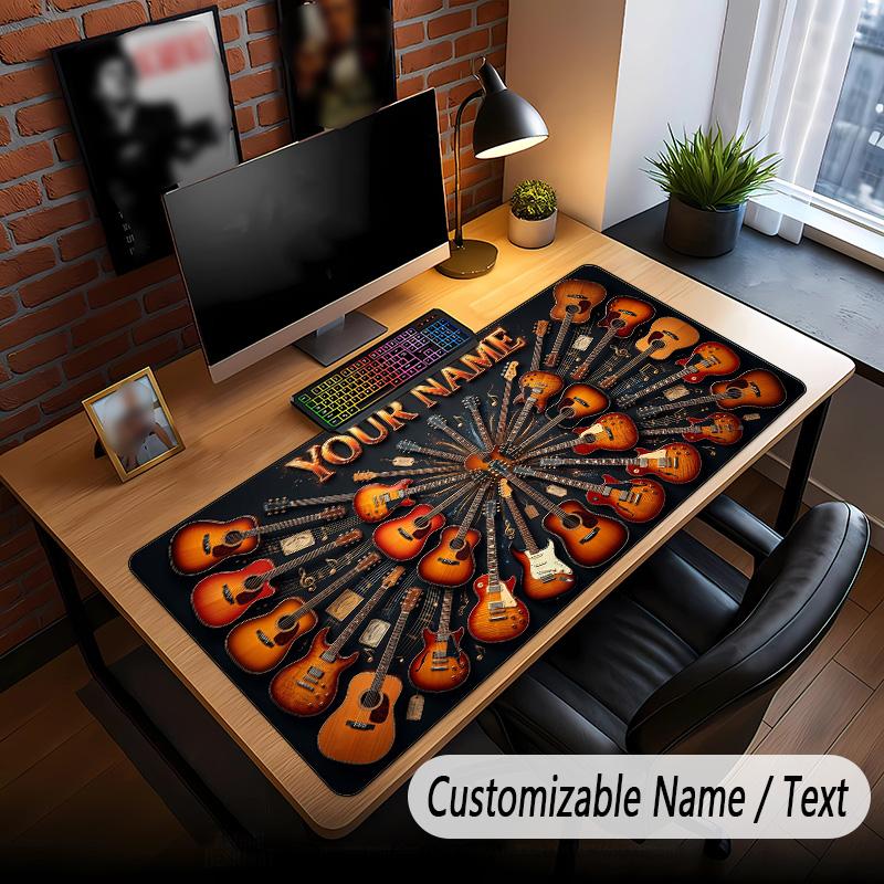 Music Guitar Theme Custom Mouse Pad Personalized With Name Text Customized Desk Mat For Office Home Decor