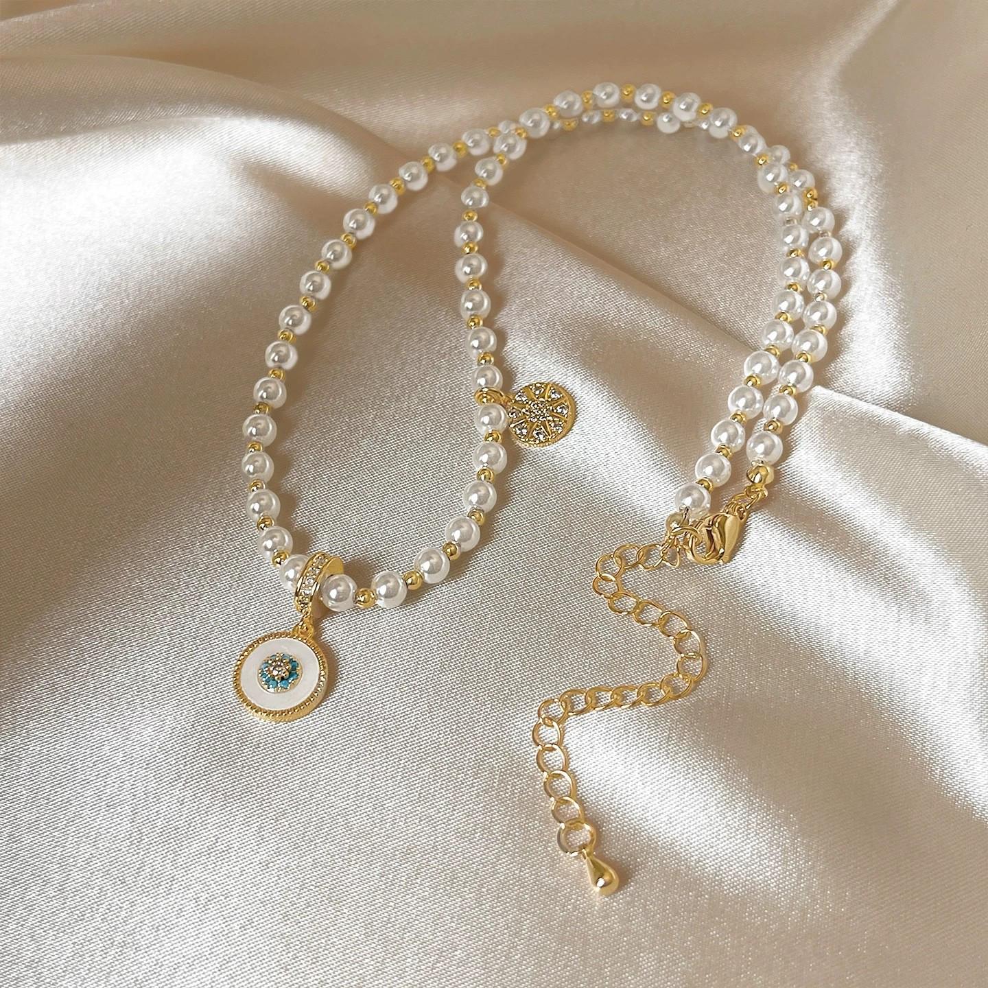French Zircon Pearl Pendant Necklace - Elegant, Versatile Clavicle Chain