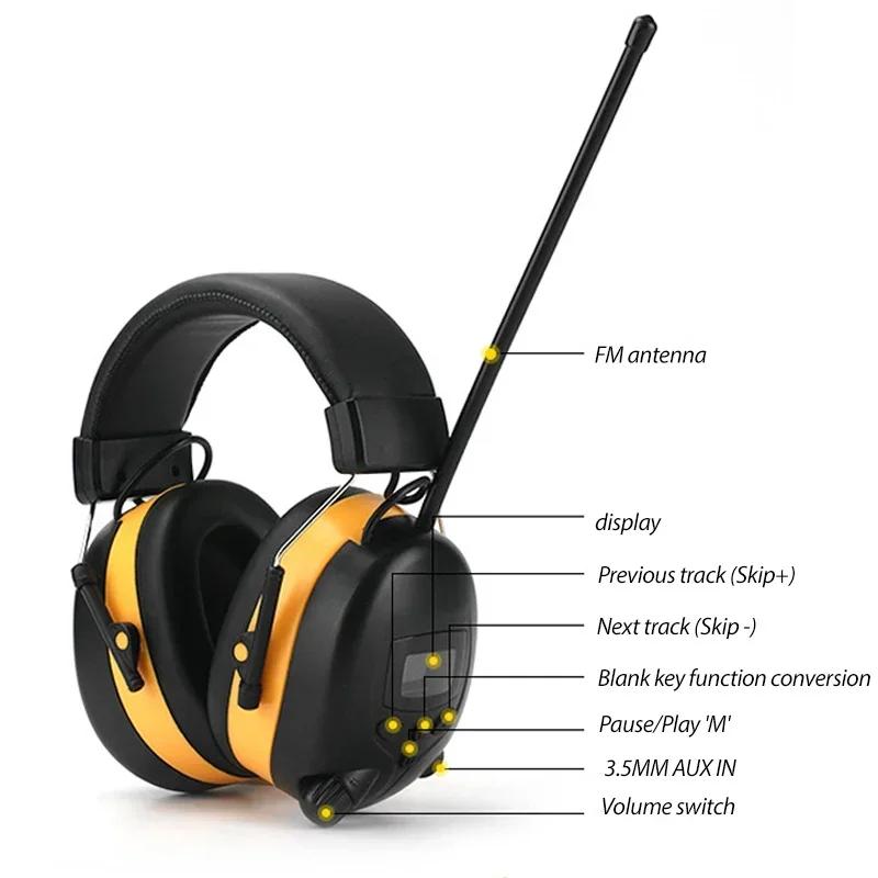 Upgraded Bluetooth 5.3 Hearing Protection Headphones with FM/AM Radio 25dB NRR Safety Earmuffs for Mowing, Workshops