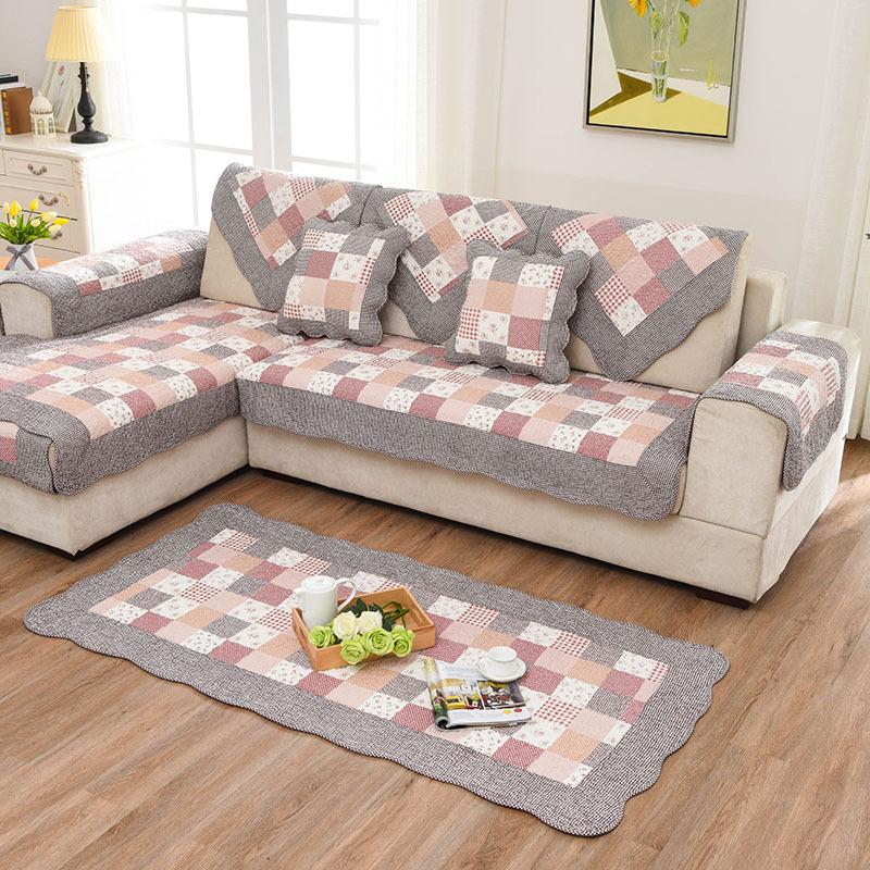 Cotton Quilted Couch Mat Four Seasons Non-Slip Fabric Summer Universal Seat Cushion Leather Sofa Cover For Living Room Decorate
