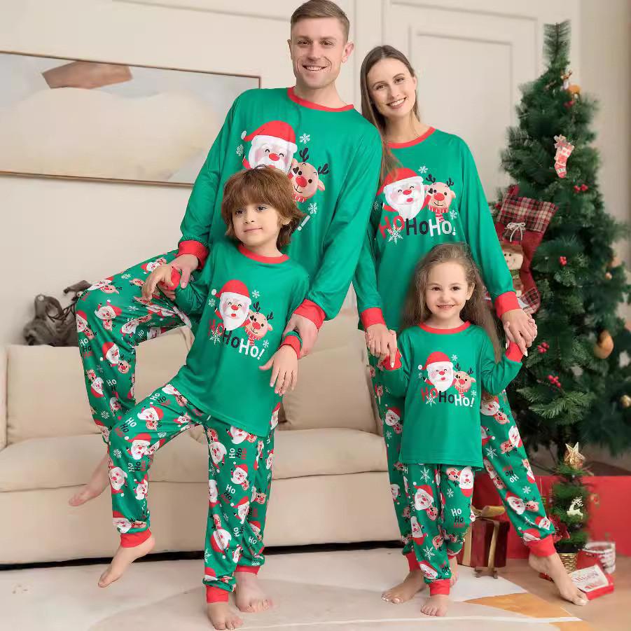 Festive Christmas Family Pajama Set Adorable Santa Print Soft Fabric For Everyone