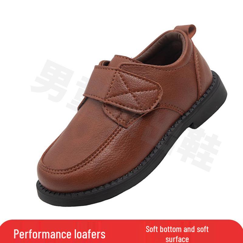 

Boys Black Leather Velcro Shoes - Soft Sole Performance Shoes for Spring/Autumn 26/16CM