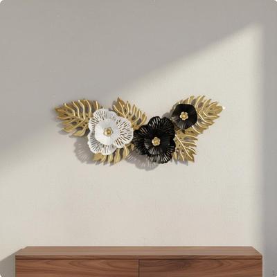 Wrought Iron Floral Wall Decor Nordic Style Art Light Elegant Design 3D Leaf and