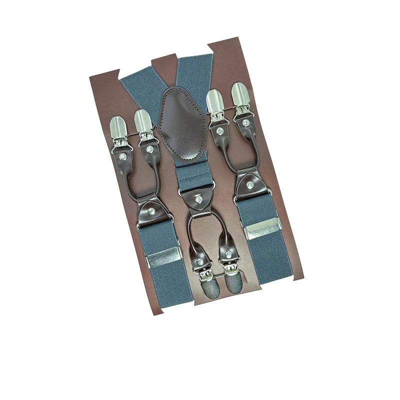 6 Clips Men'S Suspender Belt, Strap Thickened Elastic Belt, High-Quality Hardware Accessories