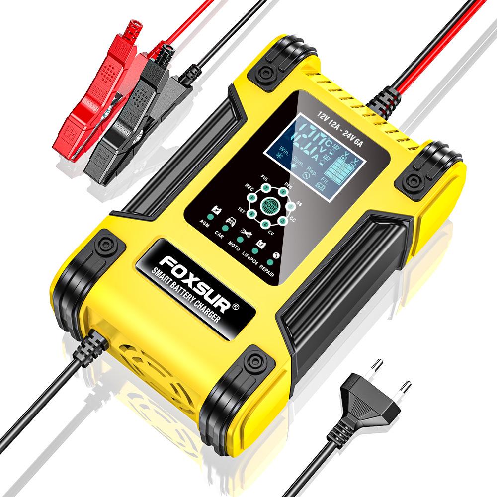 12V/24V 12A 7-Stage Smart Lead-Acid Battery Charger with Light Indicator