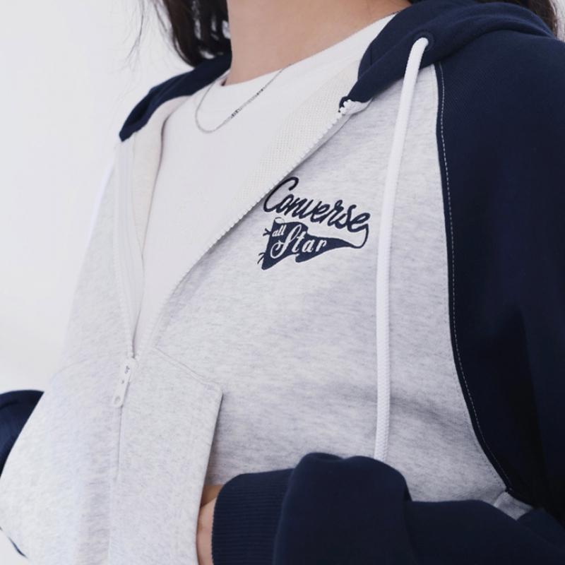 Converse Obsidian Pul Zip Fleece Retro Raglan Wcj448 695