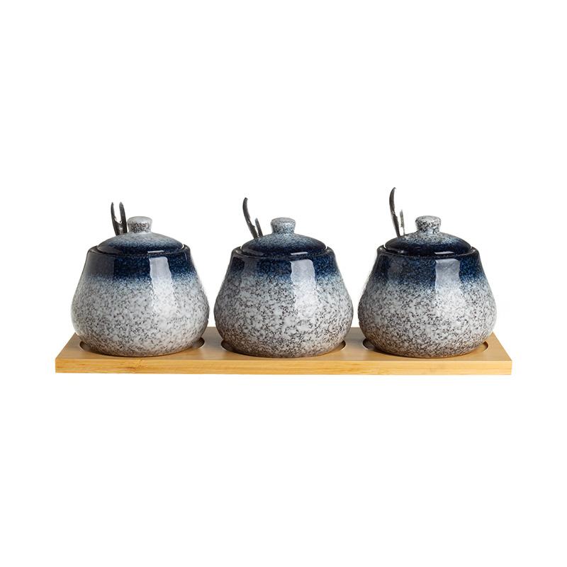 Ceramic Seasoning Jar Set Spice Jar Seasoning Bottle Salt Shaker Spice Container Seasonings Box Kitchen Organizer Storage Jar