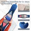 Fillable Portable U-Shaped Neck Pillow with Hood for Airplane Travel