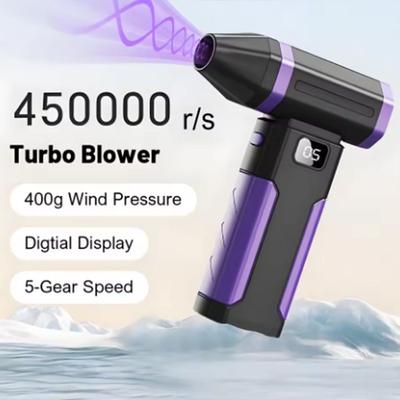450000RPM Mini Turbo Jet Fan LED Display Brushless Motor Electric Dust Blower Lighting Lamp Rechargeable Powerful Air Blower