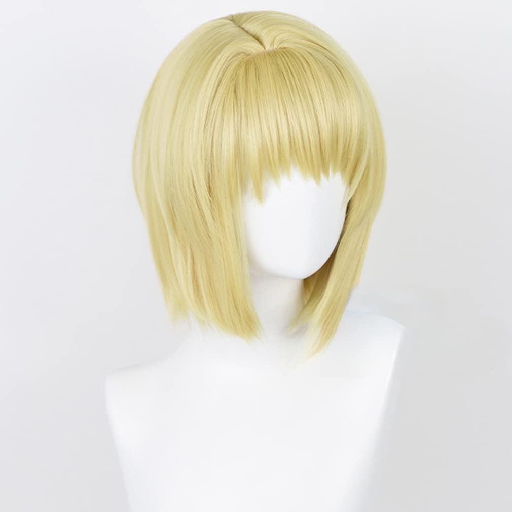 LAOBAO Cosplay Wig, Blonde Bob, Heat Resistant, Costume Wig, Party, Festival, Halloween, Fancy Dress (Kurapika)
