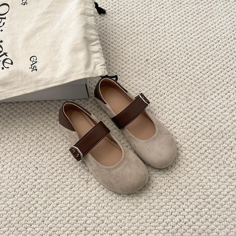Korean Version of Round Head Suede with Single Shoes Women's 2025 New Autumn Retro Leopard Print Fashionable Mary Jane Small Leather Shoes