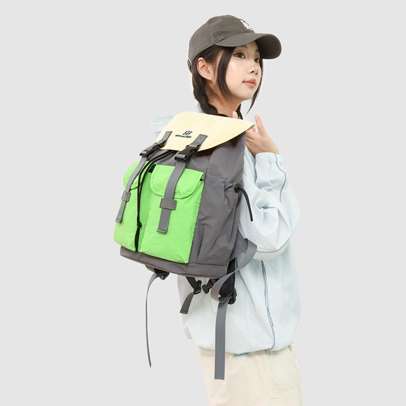 Schoolbagins Contrast Color Backpack Boys and Girls Lightweight Outdoor Mountaineering School Bag Large Capacity Splicing Multifunctional Backpack