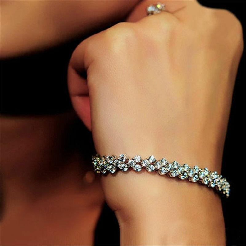 Мода женщин Циркон Кристалл Римская цепочка Прозрачный браслет со стразами Подарки — фото 3