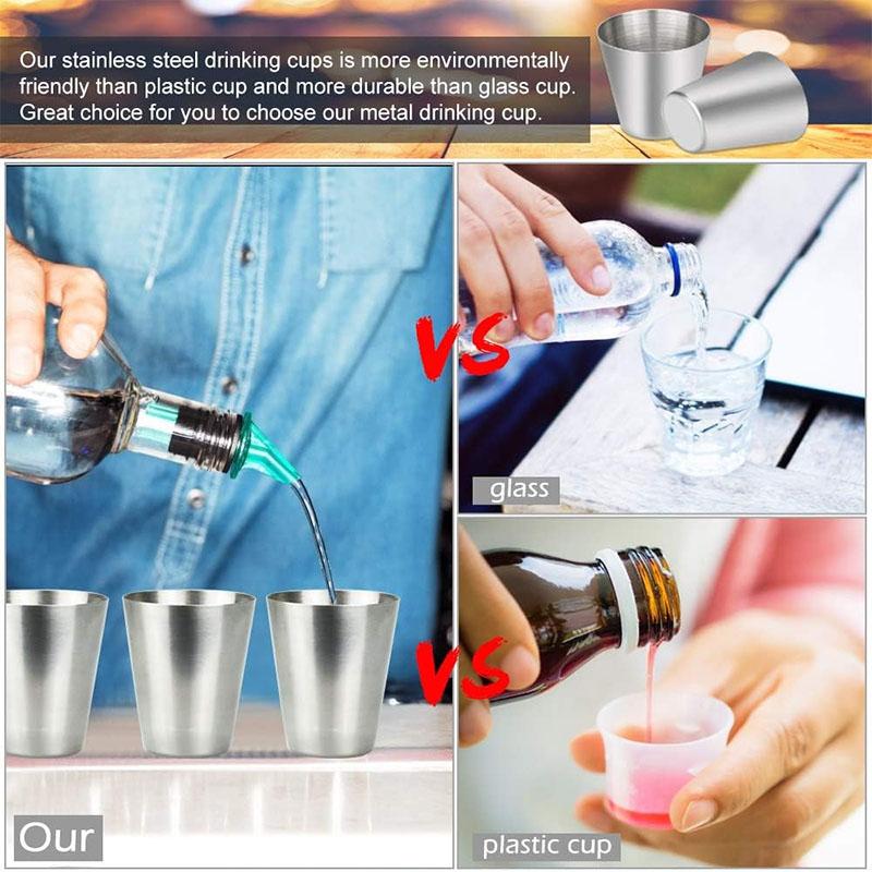 Mini Stainless Steel Cups Set 4Pcs 30ML with Leather Storage Case for Outdoor Travel Party Gifts