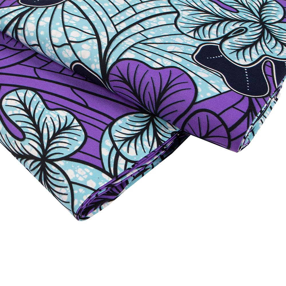 KINOKINO African Print Fabric (Purple C / approx. 540 cm × 110 cm / Polyester)
