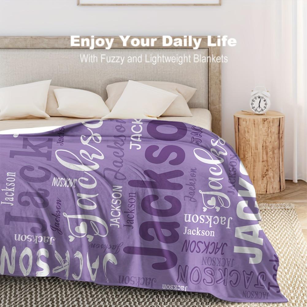 Personalized Custom Blanket For Adult Kids Customizable Name Flannel Blanket Soft Cozy For Bed Sofa Travel Perfect Birthday Gift