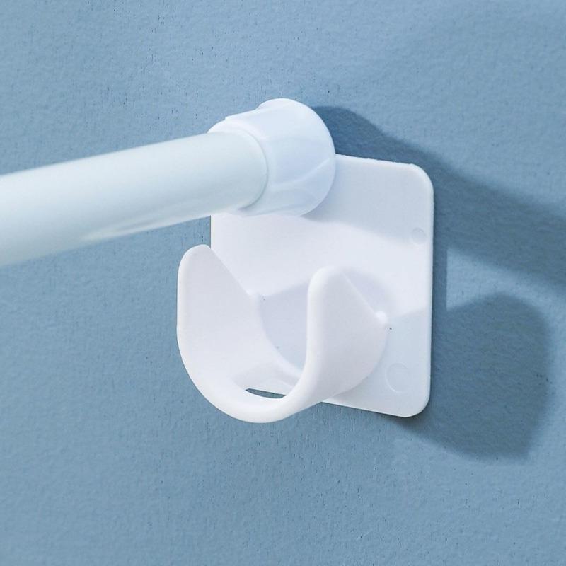 2pcs Strong Curtain Rod Bracket Holders Hooks Self-adhesive Adjustable Curtain Fixing Clip Punch-free Household Pole Support