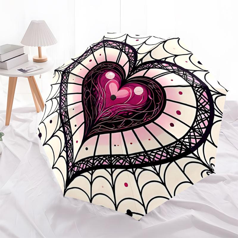 1pc Heart Mandala Automatic Open/close Umbrella, 8-Rib sturdy structure, Portable Travel Umbrella, Parties, Everyday Usel014