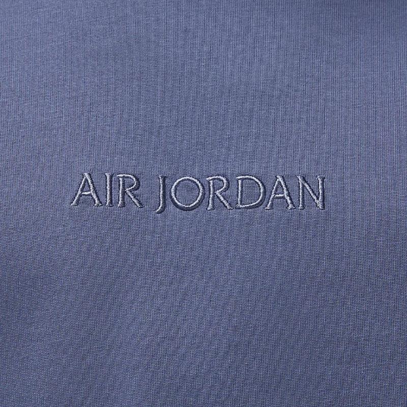 Jordan Wordmark Solid Embroidered Crew Neck Loose Long Sleeve T-Shirt Men Tops Diffused-Blue FJ0702-491