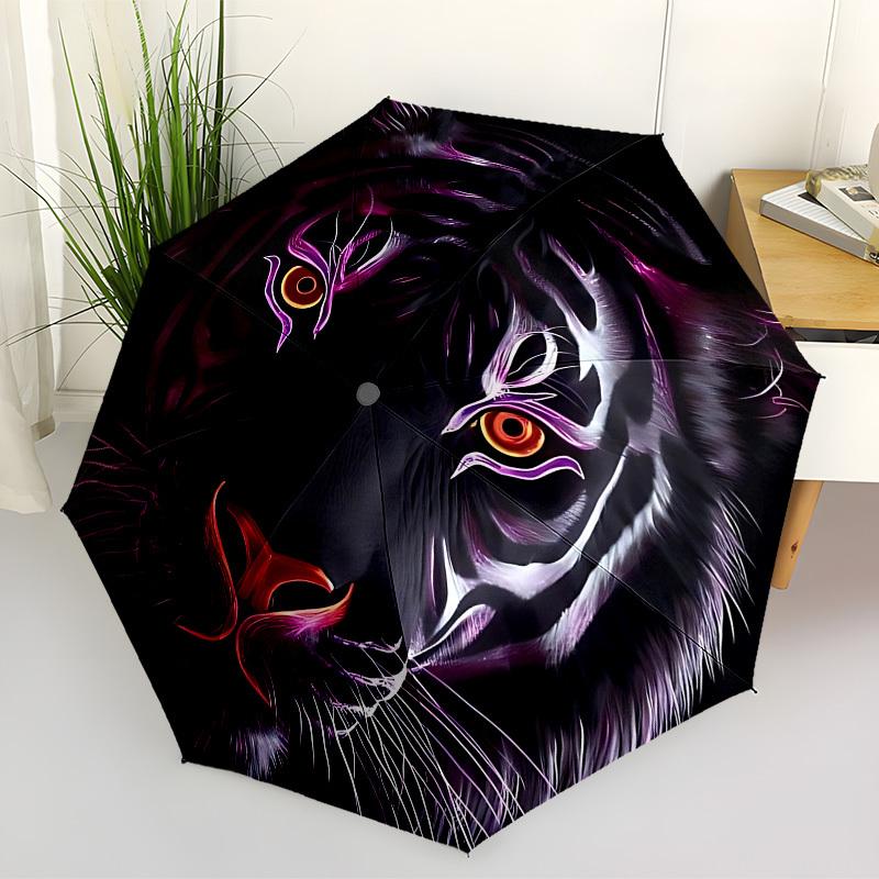1pc Tiger Face Automatic Open/Close Umbrella, Folding Compact Umbrella with Lightweight Design for Women/Menyy251028204