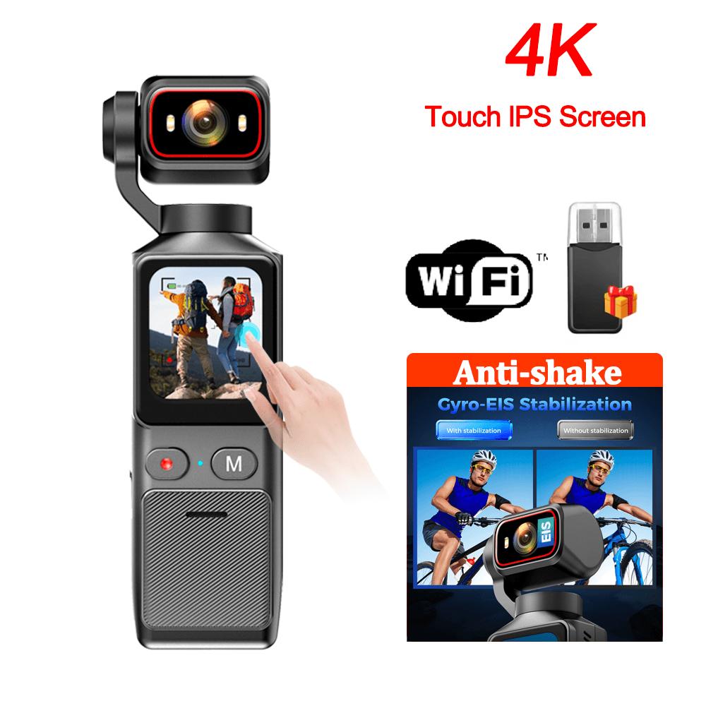 NEW 4K Touch Screen Portable MINI Vlog Camera Pocket Sports Camera with Gimbal Handheld Stabilizer Body Camera Video Recording