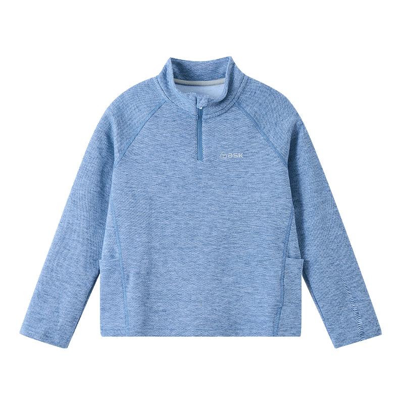 ASK JUNIOR Boys' Half-Placket Brushed Long Sleeve T-Shirt
