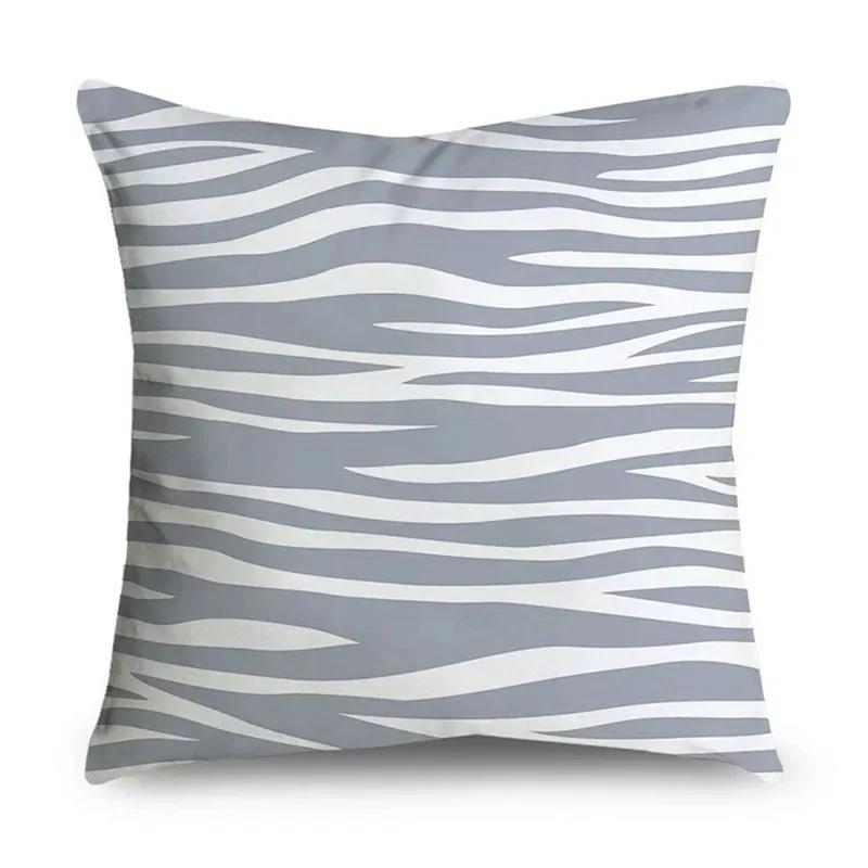 Simple Grey Pattern Throw Pillow Cover With Short Plush Print For Living Room Decoration Cushion Cover Pillow Covers Decorative