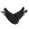 New Female Autumn Winter Non-Inverted Velvet Cashmere Full Finger Warm Lace Gloves Women Cotton Touch Screen Gloves G82