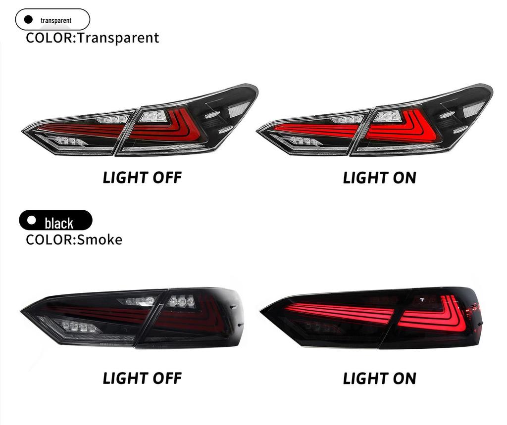 RGB LED Taillight Assembly for 18-23 Camry: Includes Daytime Running, Brake, and Turn Signal Lights