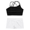 Kids Girls 2 Piece Dance Outfits Crop Top with Shorts Active Set Gymnastics Dancewear Swimwear