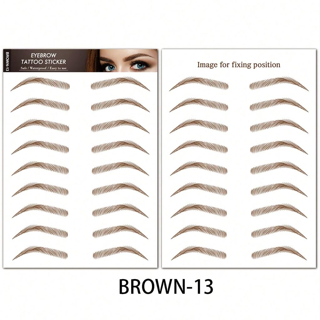 1 Sheet 6D Natural Black Brown Eyebrow Tattoo Sticker, Waterproof And Sweatproof Party Prom Dress Up Quick Makeup Disposable Temporary Eyebrow Tattoo