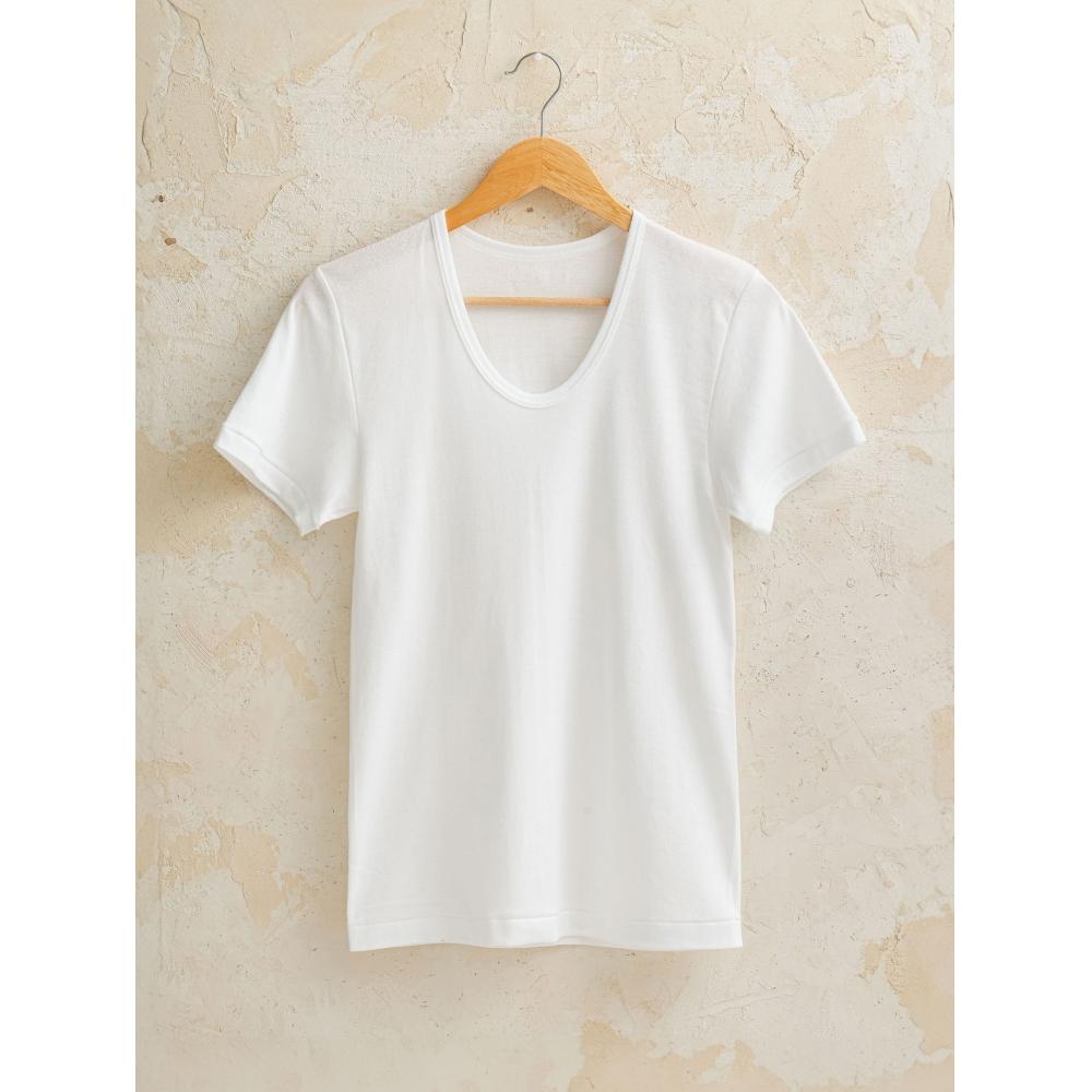 

Футболка из трех хлопковых тканей с коротким рукавом и U-образным вырезом, размер M