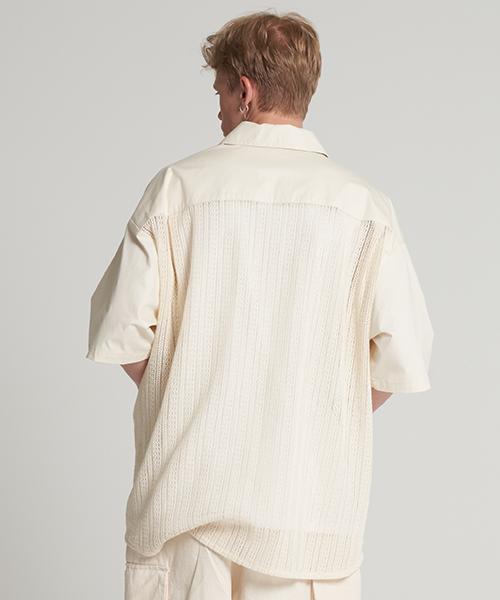 Tener Lace Contrast Pocket Shirt Ivory F