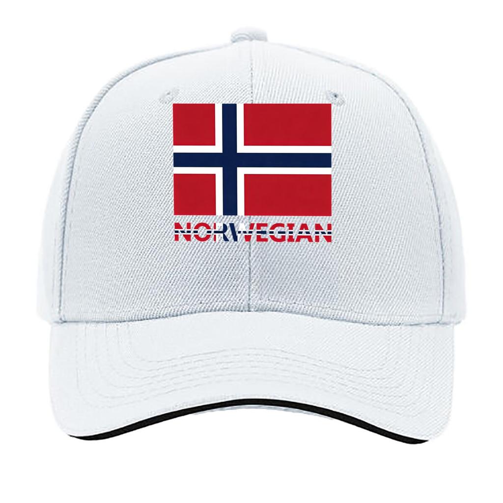 Norway Flag Print Adjustable Snapback Washable HandWashable Patriotic Sports Hat for Outdoor Sandwich Baseball Cap