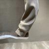 Solid Color Labeling Waffle Round Neck Pullover Loose Version Casual Sweater Men's Long-sleeved Top