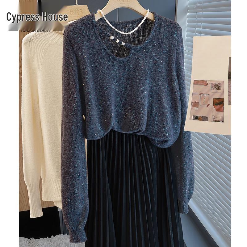 

Women s Loose Fit Round Neck Long Sleeve Sweater One Size